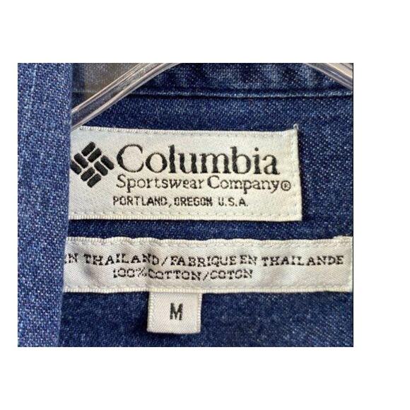 Vintage Columbia Denim Hunting Shirt M Khaki Patch Fieldwear - Picture 2 of 3
